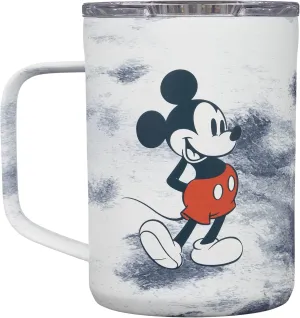 Corkcicle Disney 16 Ounce Coffee Mug Triple Insulated Stainless Steel Cup with Clear Lid and Silicone Bottom for Hot Drinks, Mickey Tie Dye