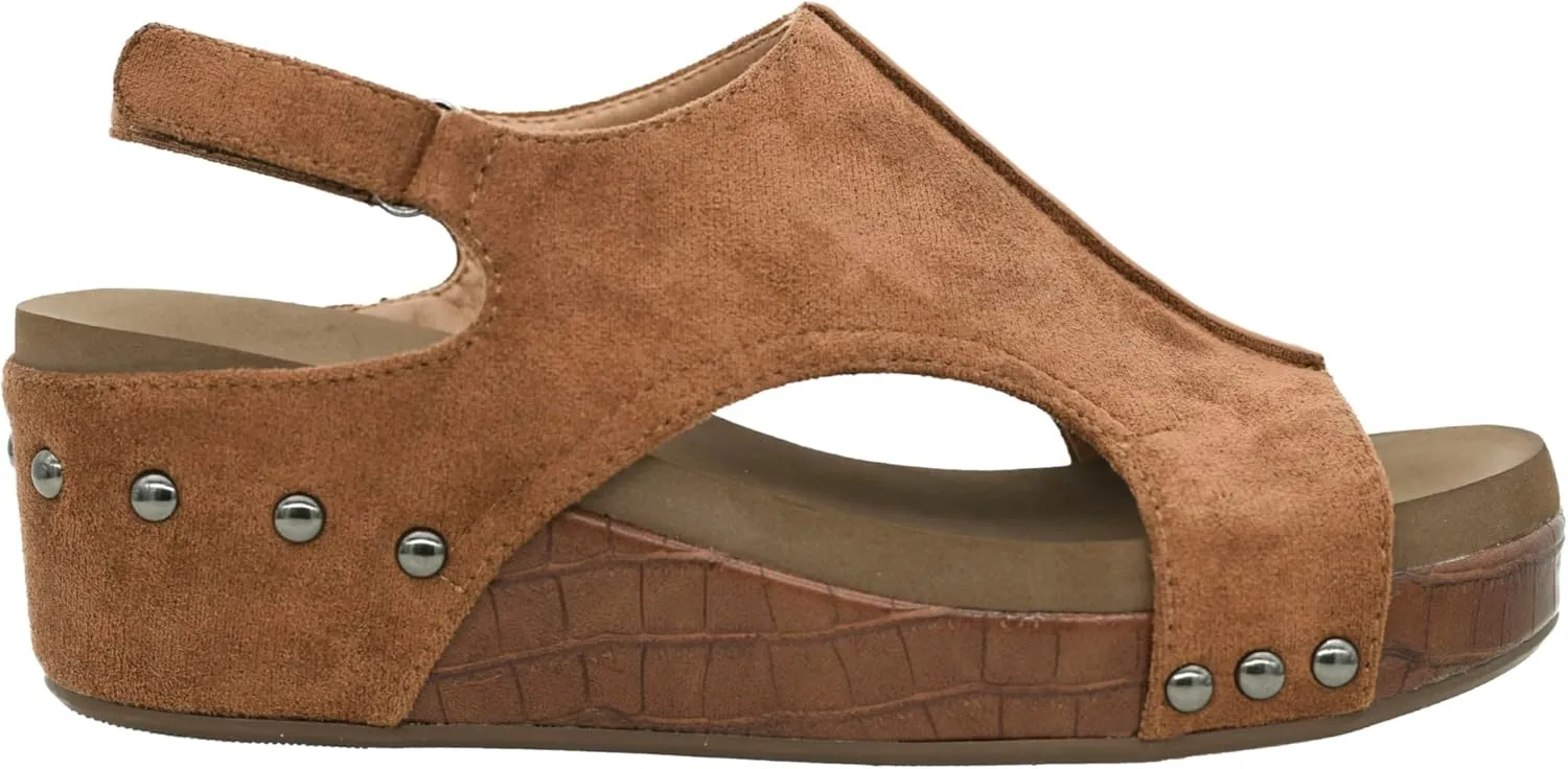 Corkys Footwear Women's Volta II Wedge Sandal - 2 Inch Cushioned Wedge, Hook & Loop Closure for Comfort & Style, Perfect for Casual & Dressy Outfits, All Day Wear