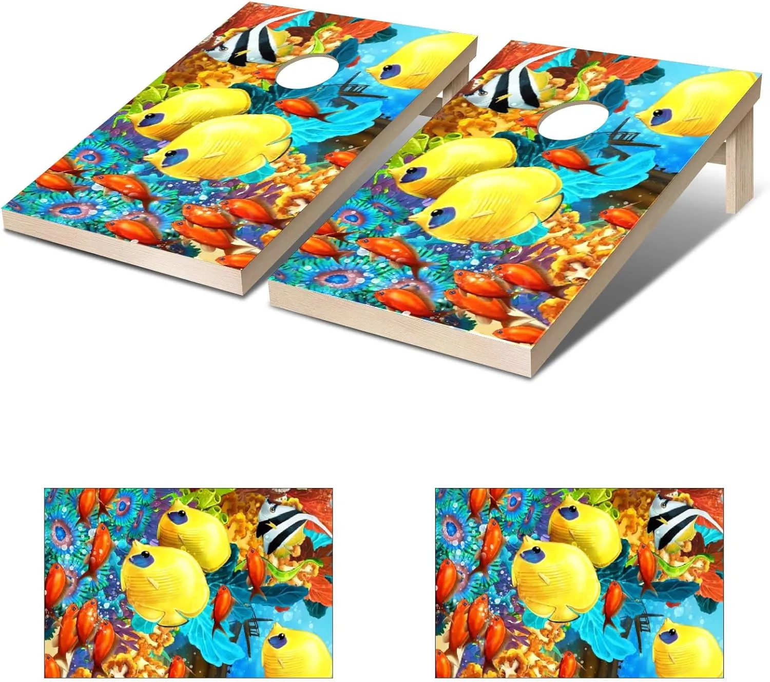 Cornhole Board Wraps Fish 阿7 Cornhole Skins for Boards,3ft x 2ft Skin Decal Vinyl Wrap for Cornhole Game Board Bag Toss (2xpcs.)