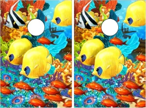Cornhole Board Wraps Fish 阿7 Cornhole Skins for Boards,3ft x 2ft Skin Decal Vinyl Wrap for Cornhole Game Board Bag Toss (2xpcs.)
