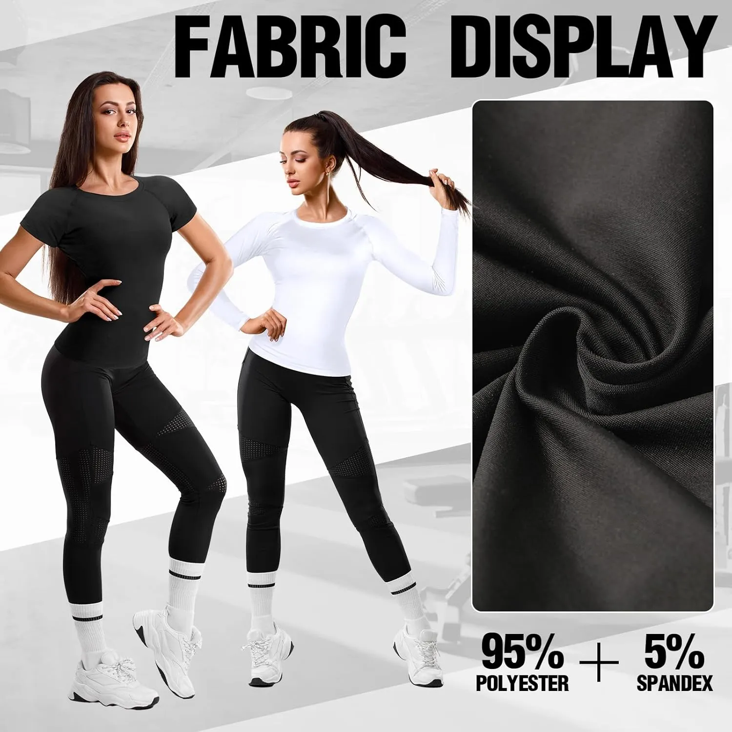 Coume 4 Pack Women's Compression Shirts Dry Fit Long/Short Sleeve Workout T-Shirt Athletic Top Baselayer Sport Yoga Gym Gear