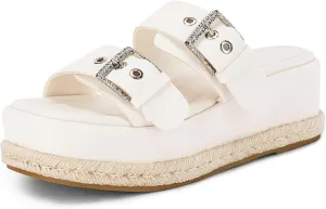Coutgo Women's Platform Sandals, Adjustable Buckle Slides, Slip on Open Toe Espadrille Summer Shoes