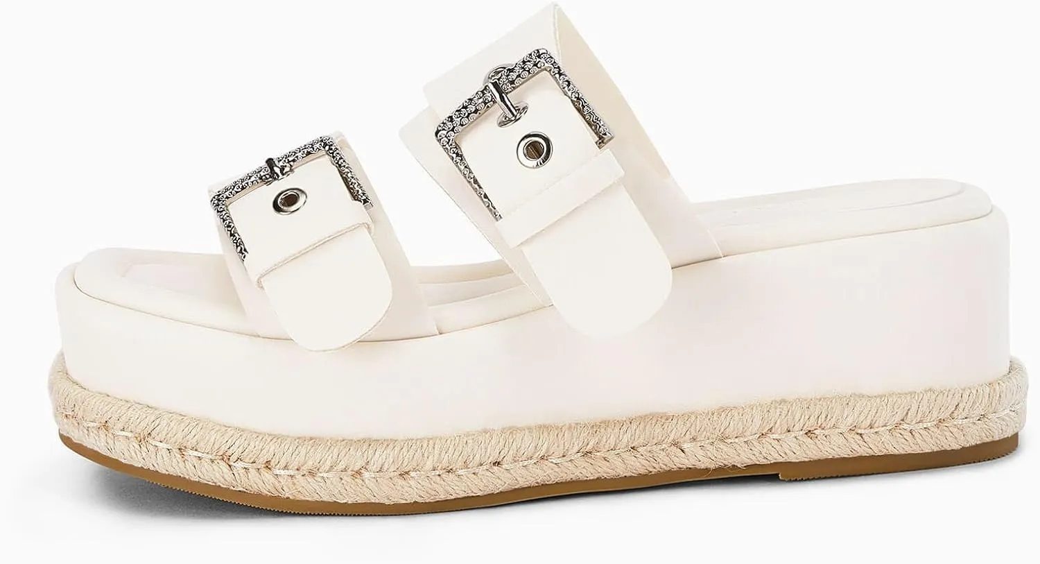 Coutgo Women's Platform Sandals, Adjustable Buckle Slides, Slip on Open Toe Espadrille Summer Shoes