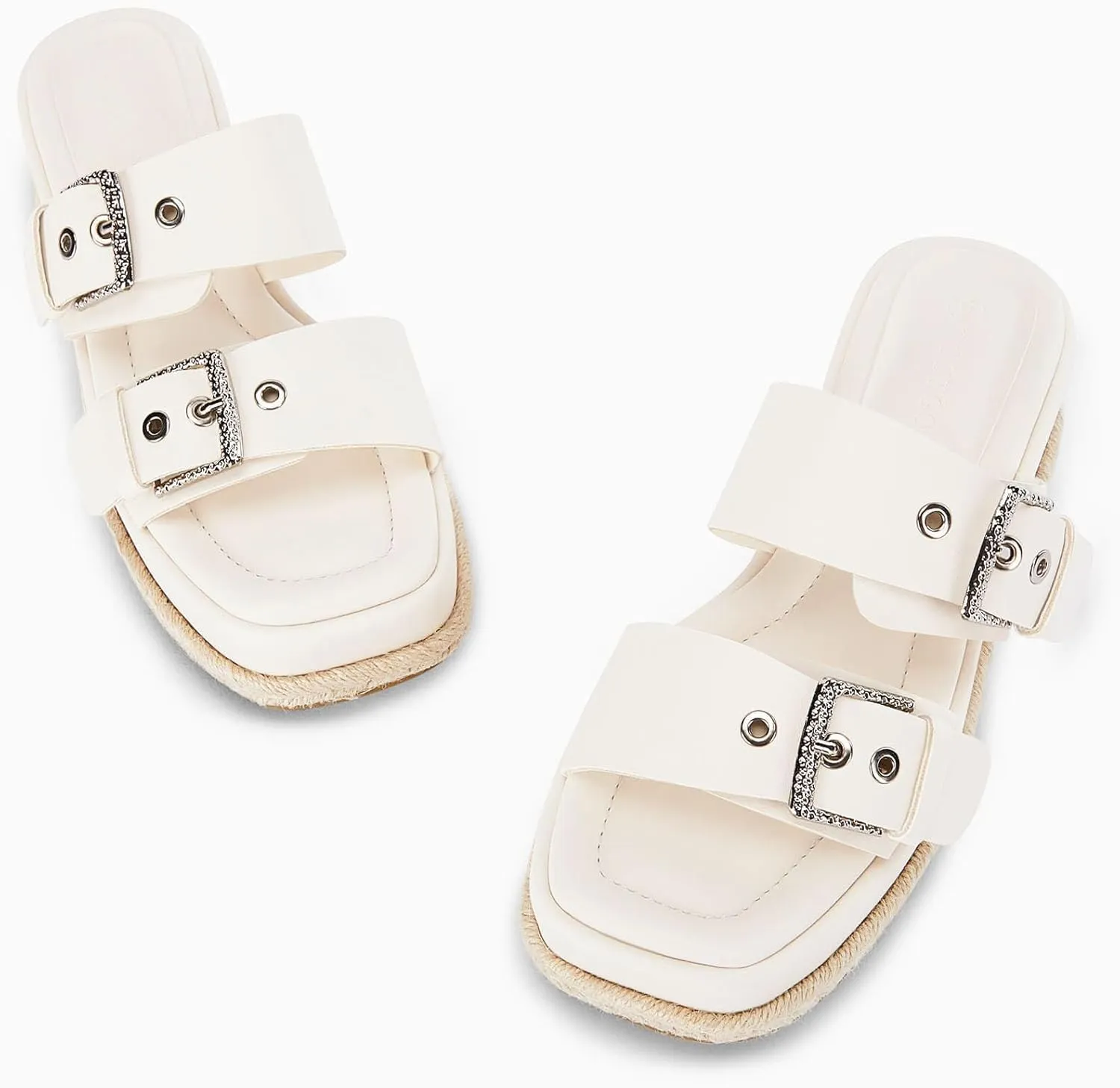 Coutgo Women's Platform Sandals, Adjustable Buckle Slides, Slip on Open Toe Espadrille Summer Shoes