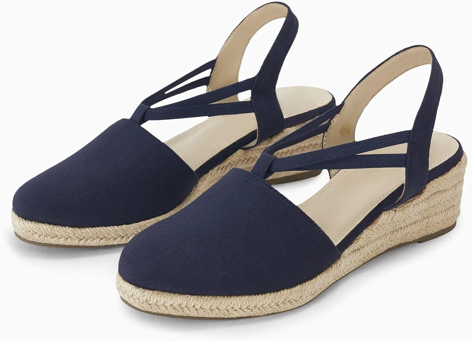 Coutgo Women's Platform Wedge Espadrille Sandals Slingback Slip on Closed Toe Strap Shoes