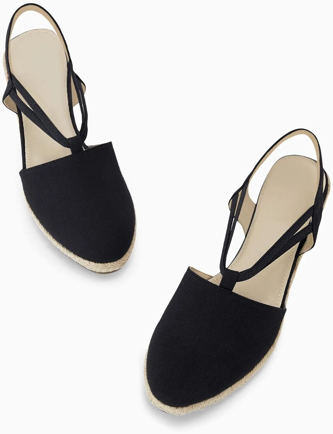 Coutgo Women's Platform Wedge Espadrille Sandals Slingback Slip on Closed Toe Strap Shoes