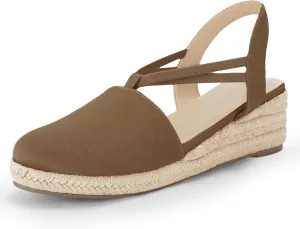 Coutgo Women's Platform Wedge Espadrille Sandals Slingback Slip on Closed Toe Strap Shoes