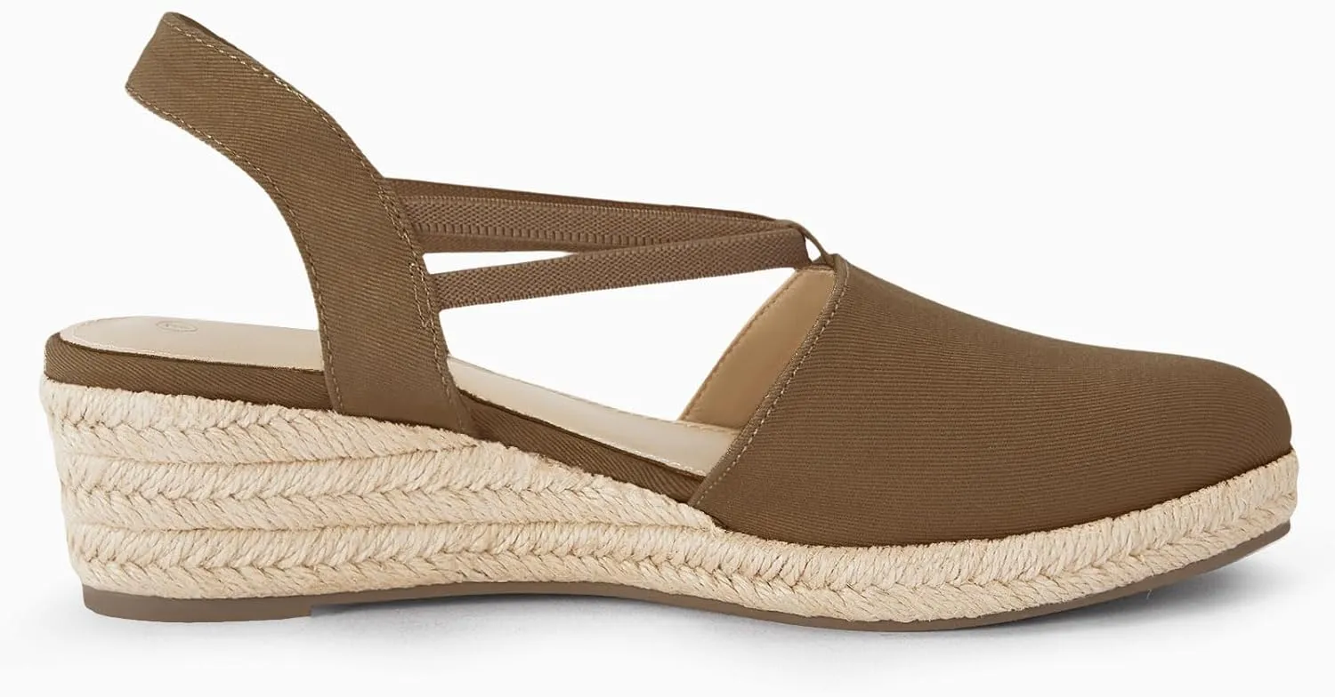 Coutgo Women's Platform Wedge Espadrille Sandals Slingback Slip on Closed Toe Strap Shoes