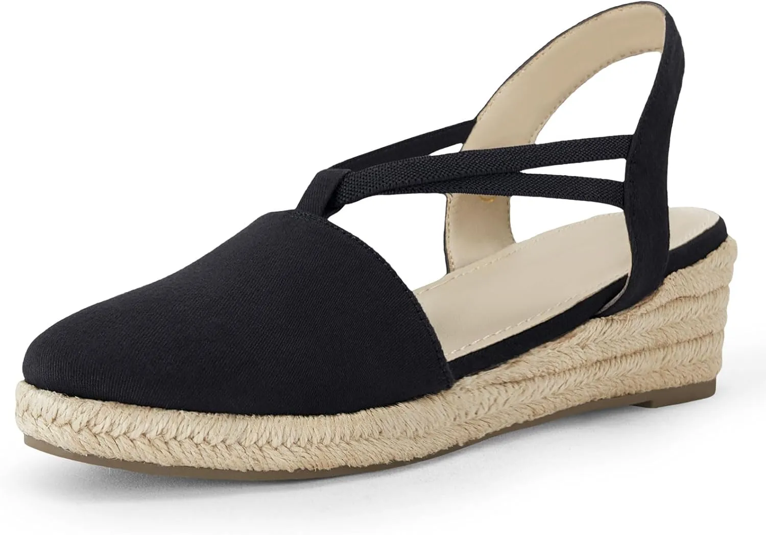 Coutgo Women's Platform Wedge Espadrille Sandals Slingback Slip on Closed Toe Strap Shoes