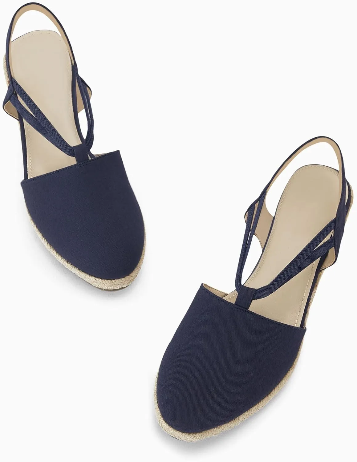 Coutgo Women's Platform Wedge Espadrille Sandals Slingback Slip on Closed Toe Strap Shoes