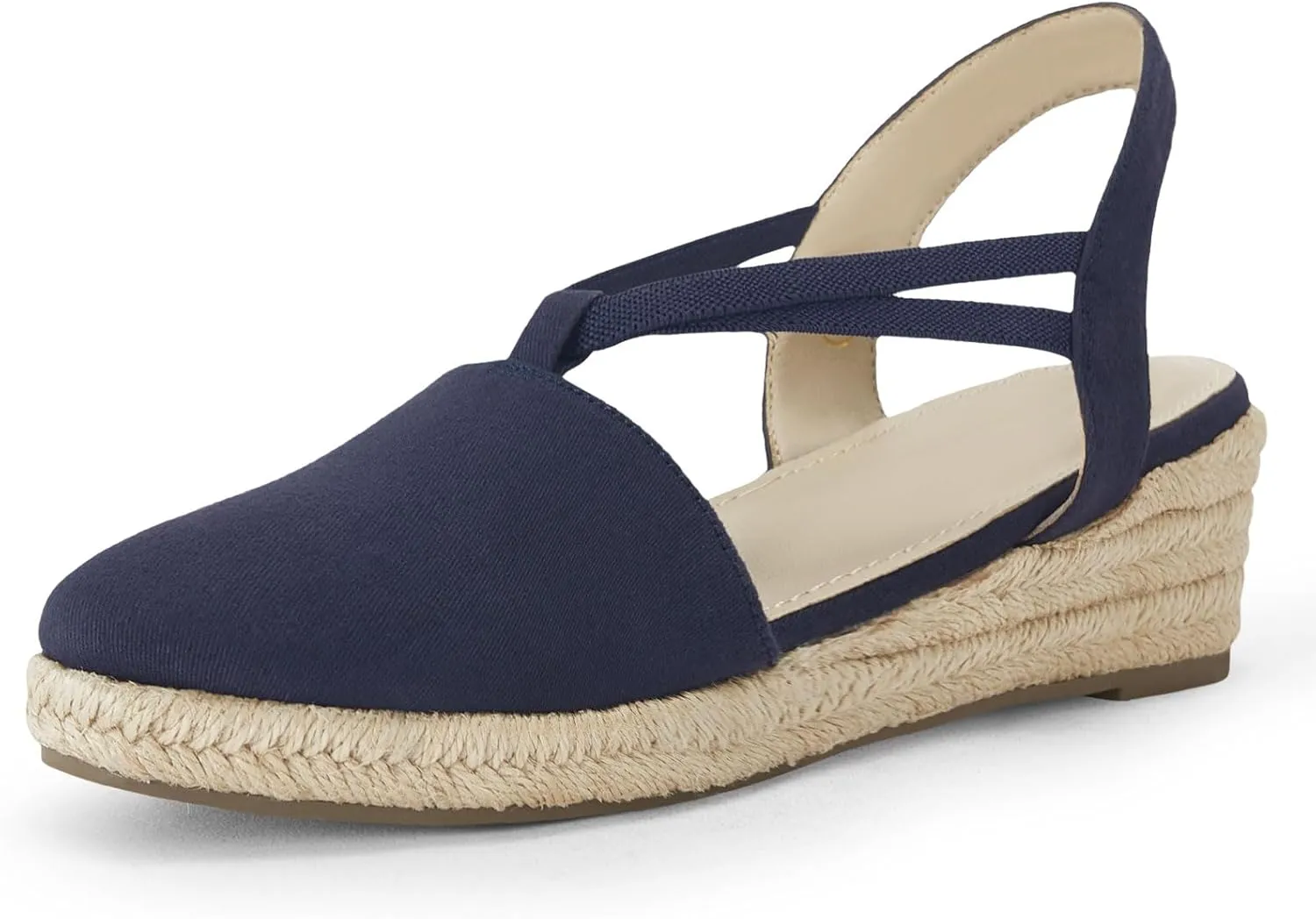 Coutgo Women's Platform Wedge Espadrille Sandals Slingback Slip on Closed Toe Strap Shoes