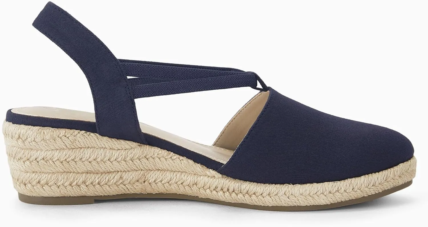 Coutgo Women's Platform Wedge Espadrille Sandals Slingback Slip on Closed Toe Strap Shoes