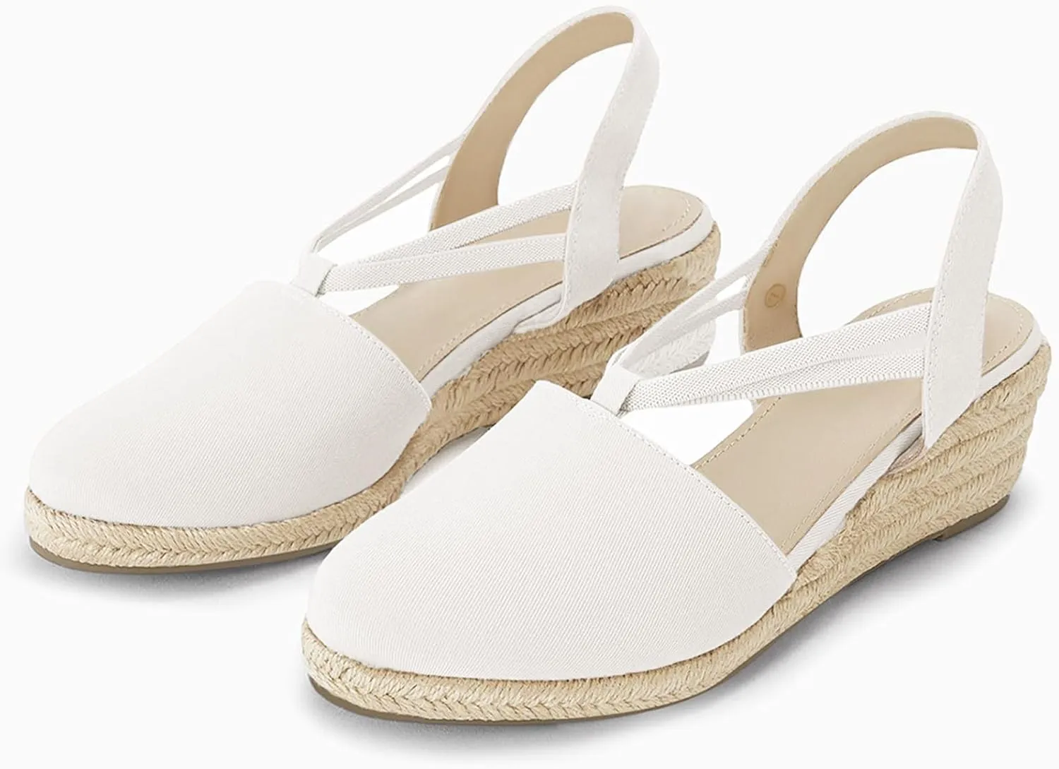 Coutgo Women's Platform Wedge Espadrille Sandals Slingback Slip on Closed Toe Strap Shoes