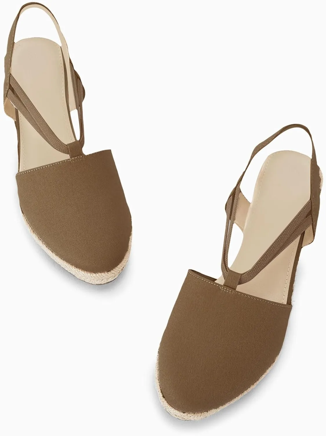 Coutgo Women's Platform Wedge Espadrille Sandals Slingback Slip on Closed Toe Strap Shoes