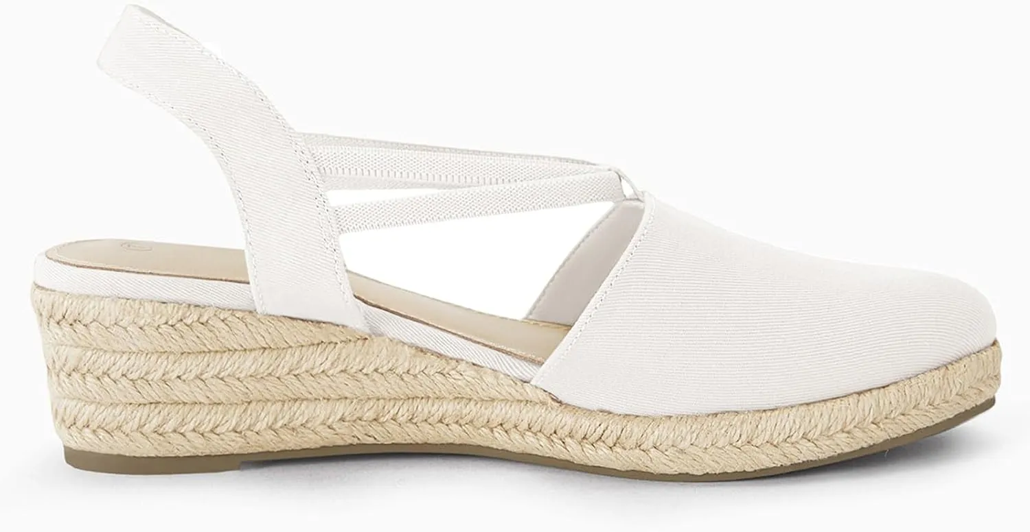 Coutgo Women's Platform Wedge Espadrille Sandals Slingback Slip on Closed Toe Strap Shoes