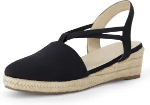 Coutgo Women's Platform Wedge Espadrille Sandals Slingback Slip on Closed Toe Strap Shoes