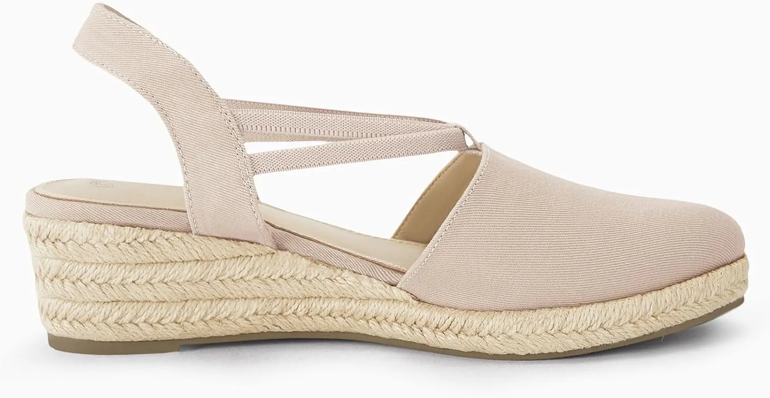 Coutgo Women's Platform Wedge Espadrille Sandals Slingback Slip on Closed Toe Strap Shoes