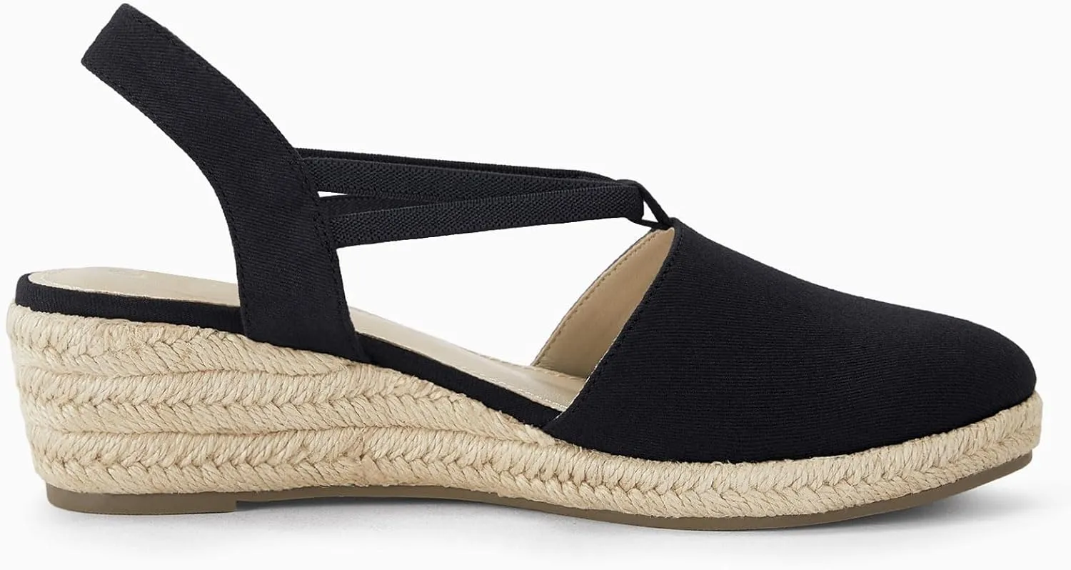 Coutgo Women's Platform Wedge Espadrille Sandals Slingback Slip on Closed Toe Strap Shoes