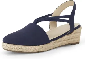 Coutgo Women's Platform Wedge Espadrille Sandals Slingback Slip on Closed Toe Strap Shoes