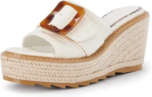 Coutgo Women's Wedge Platform Espadrille Slide Sandals Slip On Open Toe High Heels Buckle Casual Summer Shoes