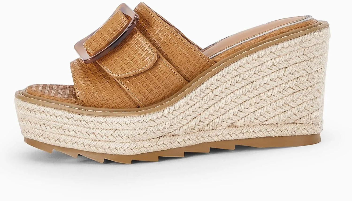 Coutgo Women's Wedge Platform Espadrille Slide Sandals Slip On Open Toe High Heels Buckle Casual Summer Shoes