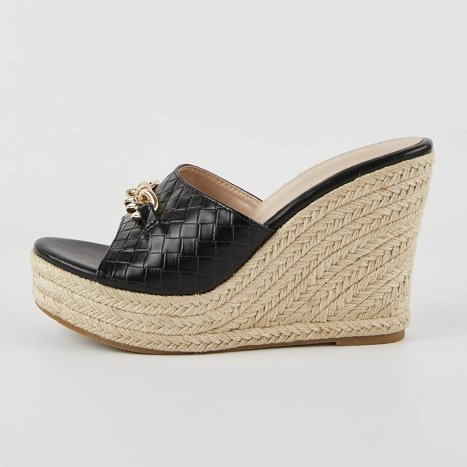 Coutgo Women's Wedge Sandals Platform Espadrille Heel Chain Slip On Casual Summer Slides