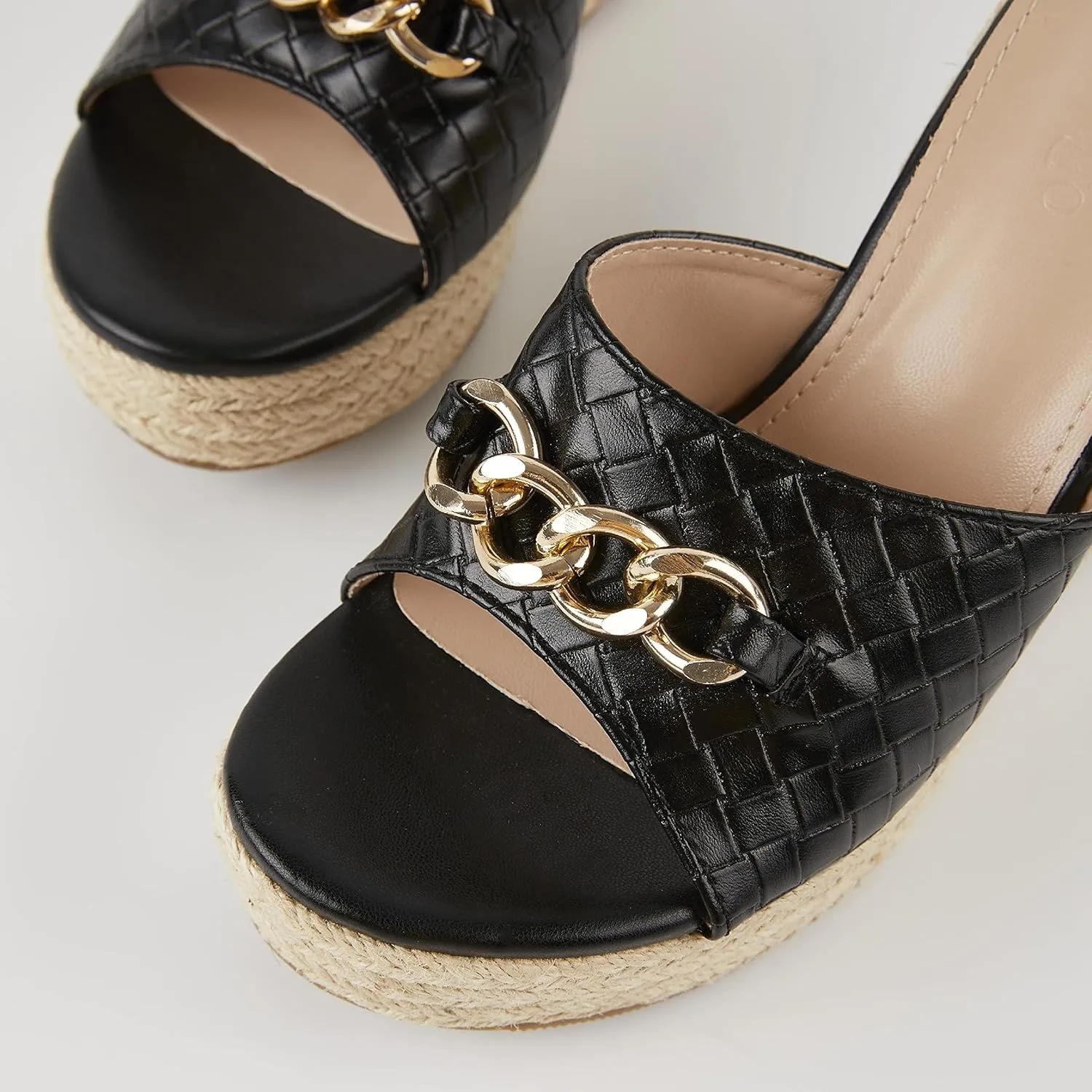 Coutgo Women's Wedge Sandals Platform Espadrille Heel Chain Slip On Casual Summer Slides