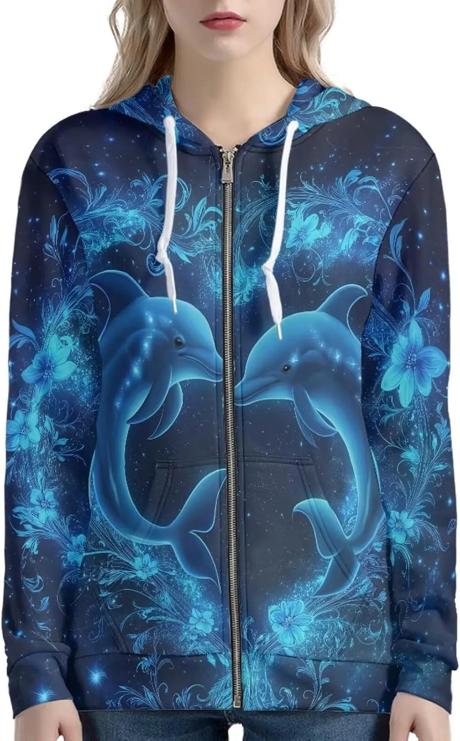 Cozeyat Women Long Sleeves Hooded Coat with Zipper,Softy Loose Pockets Jacket for Winter Fall,Size XS-5XL