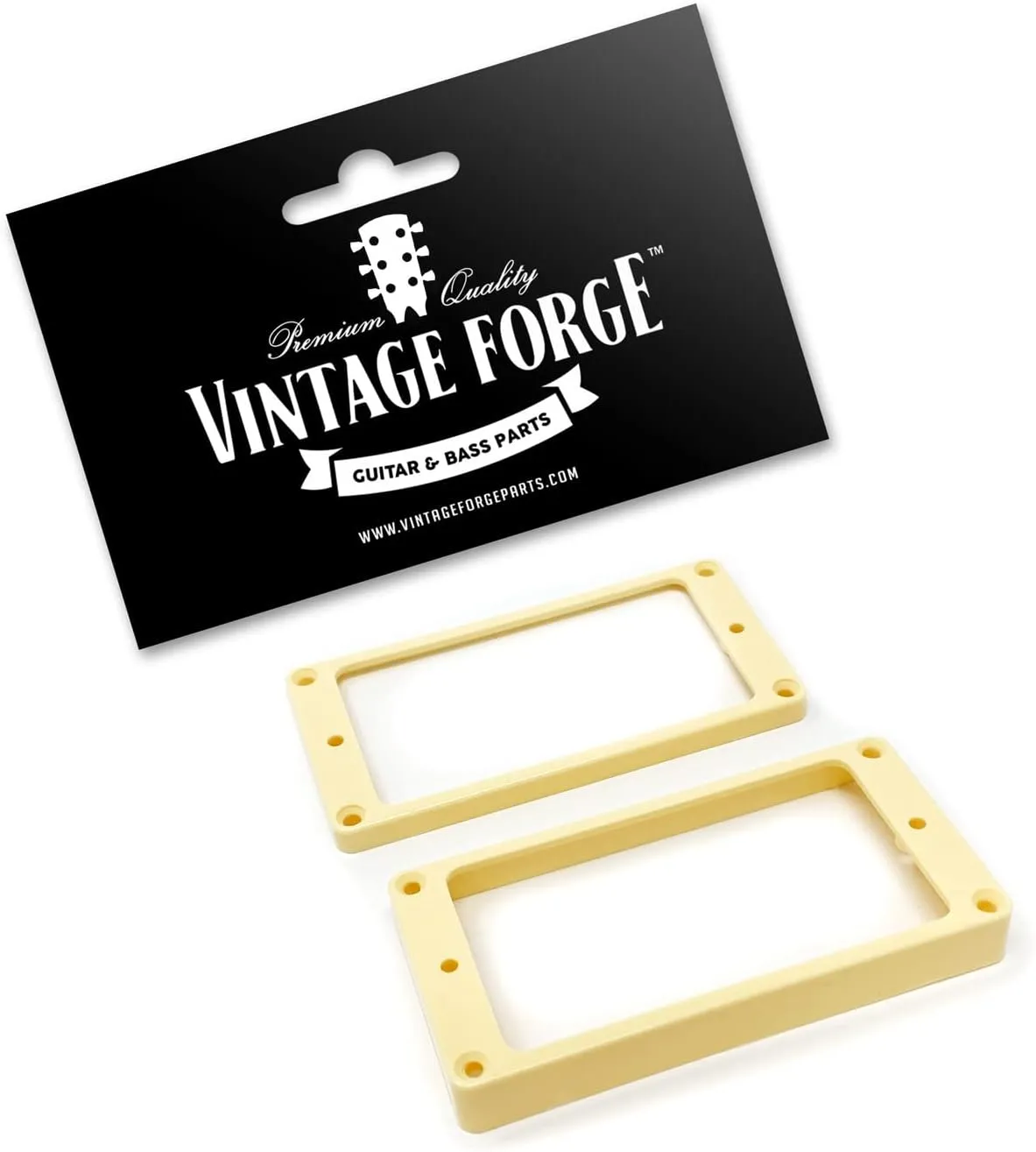 Cream Flat Bottom Humbucker Pickup Mounting Ring Set (Bridge & Neck) compatible with Gibson Les Paul SG Guitars HR2020F-CRM