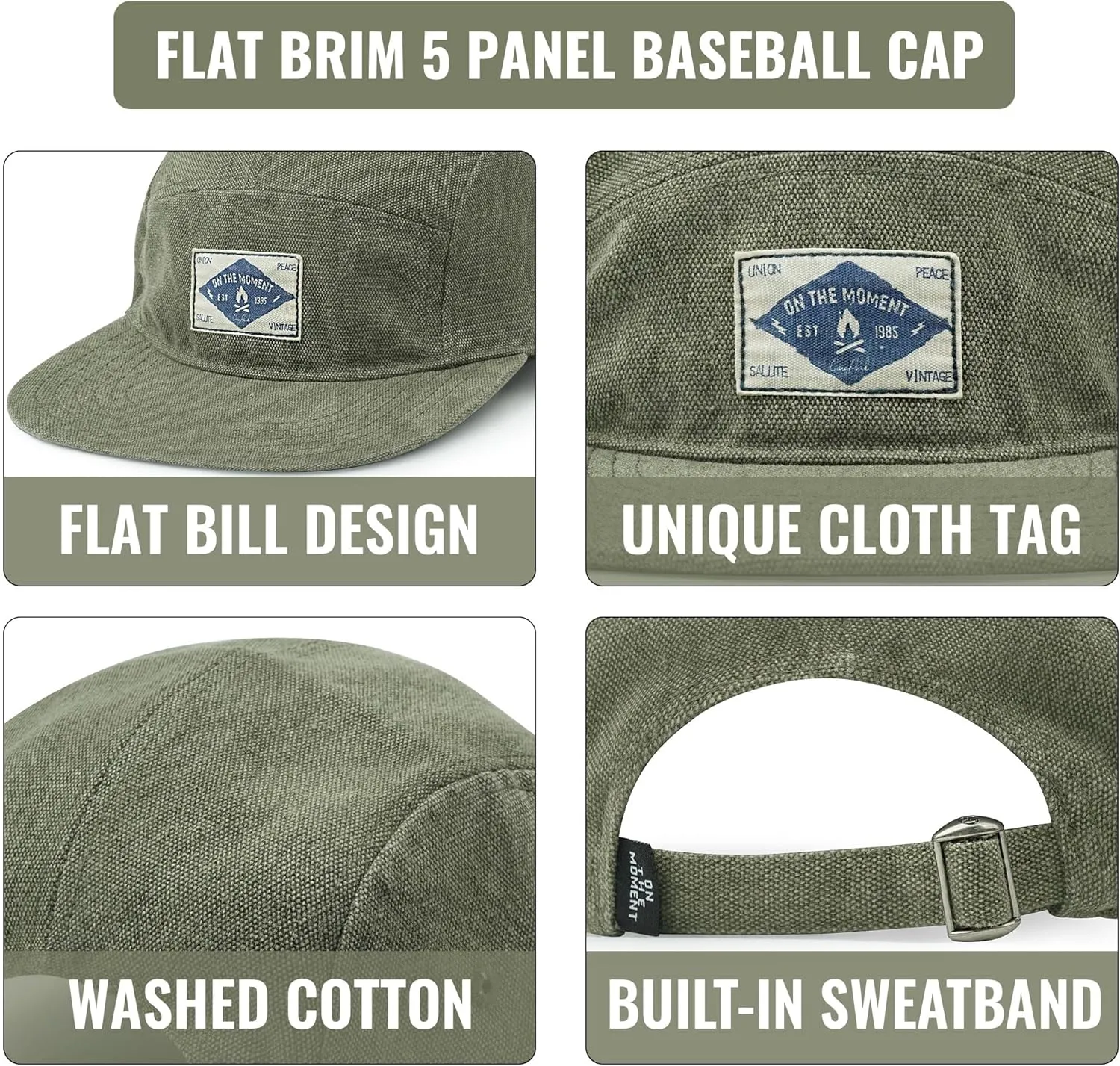 Croogo 5 Panel Hat Flat Brim Baseball Cap Snapback Hats for Men Vintage Trucker Dad Hat Hip Hop Street Style Skateboard Hats