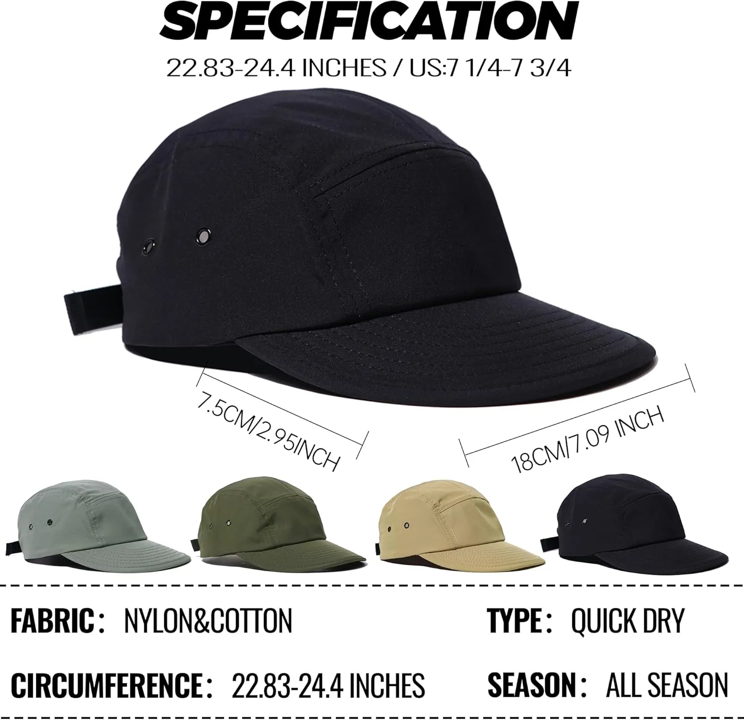 Croogo 5 Panel Hats Cooling Baseball Cap Flat Brim Hats for Men Quick Dry Trucker Hat Camper Cap UPF50  Sun Hats