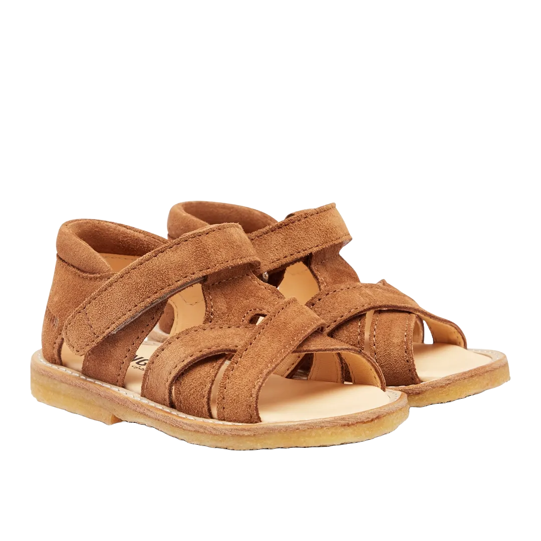 Cross sandal with open toe and velcro closure