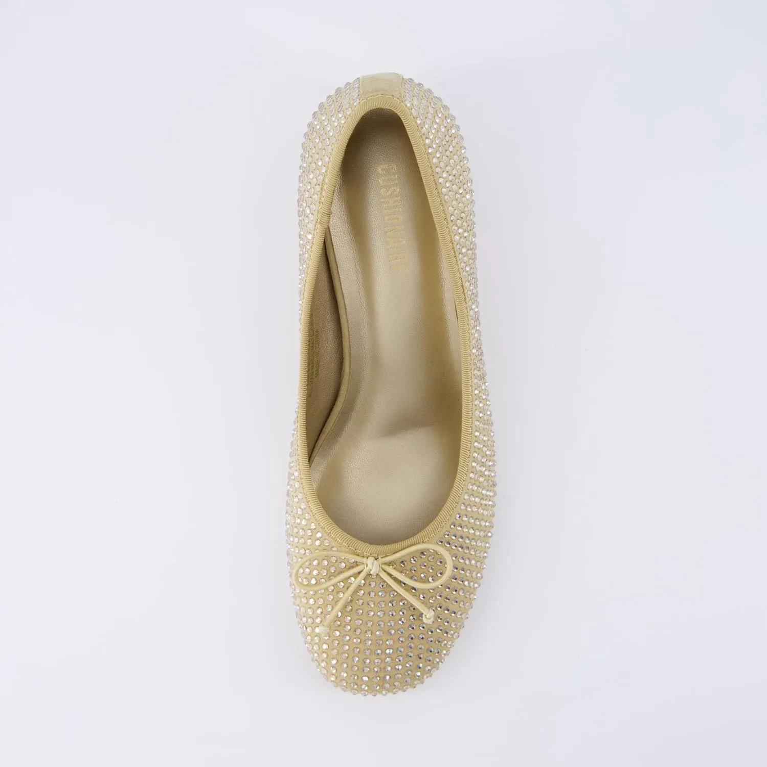 CUSHIONAIRE Women's Eiffel Rhinestone Bling Bow Flat with  Memory Foam and Wide Widths Available