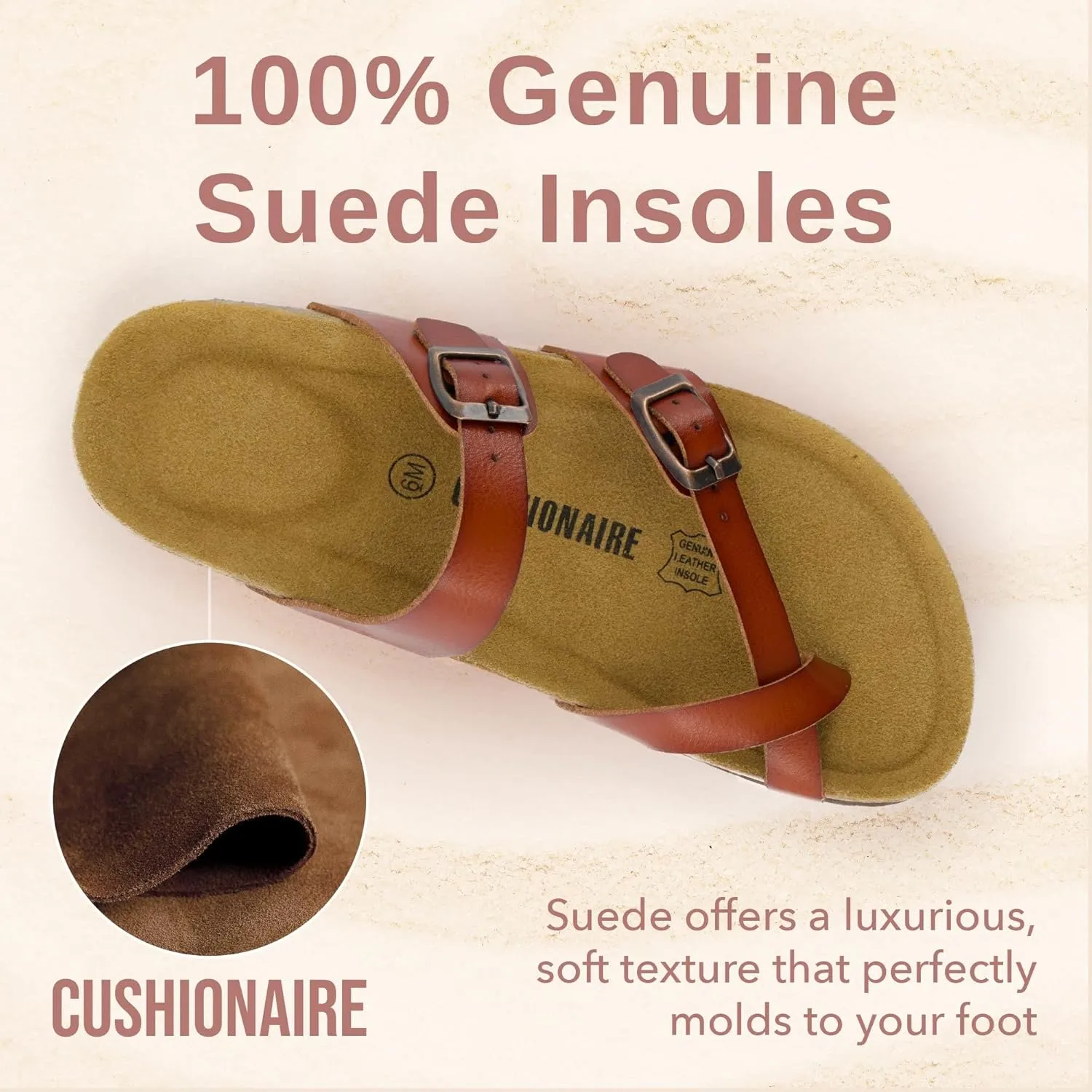 CUSHIONAIRE Women's Luna Cork Footbed Sandal With  Comfort