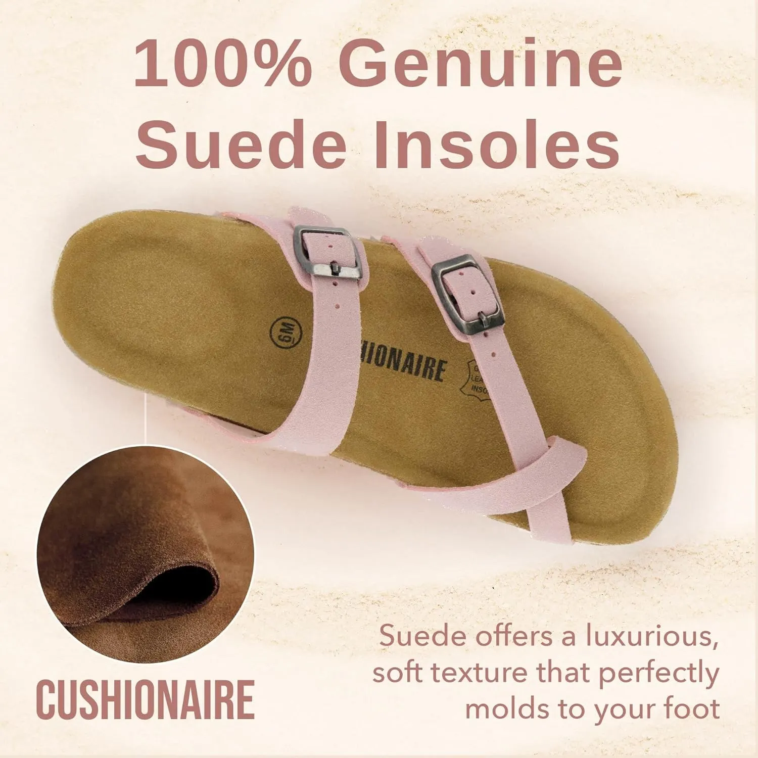 CUSHIONAIRE Women's Luna Cork Footbed Sandal With  Comfort