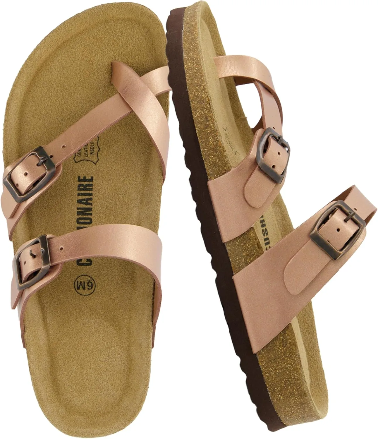 CUSHIONAIRE Women's Luna Cork Footbed Sandal With  Comfort