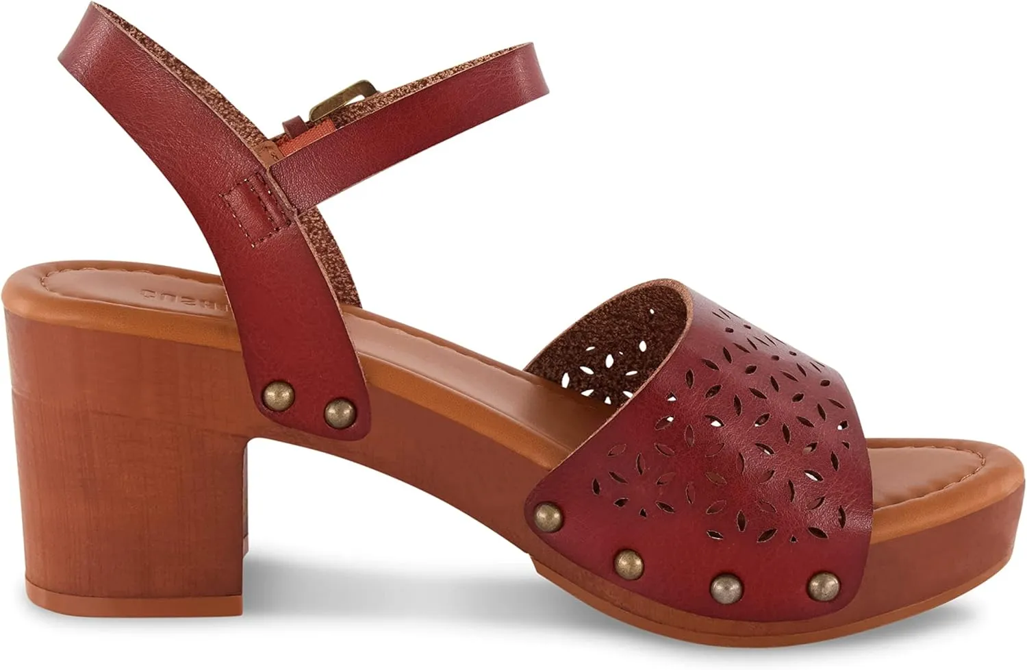 CUSHIONAIRE Women's Shea Faux Wood Sandal  Comfort Foam & LiteSole Technology, Wide Widths Available