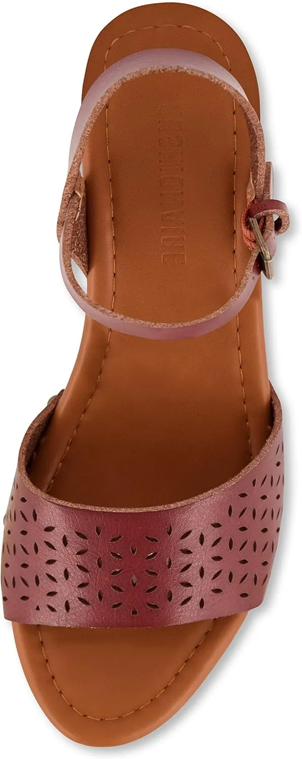 CUSHIONAIRE Women's Shea Faux Wood Sandal  Comfort Foam & LiteSole Technology, Wide Widths Available