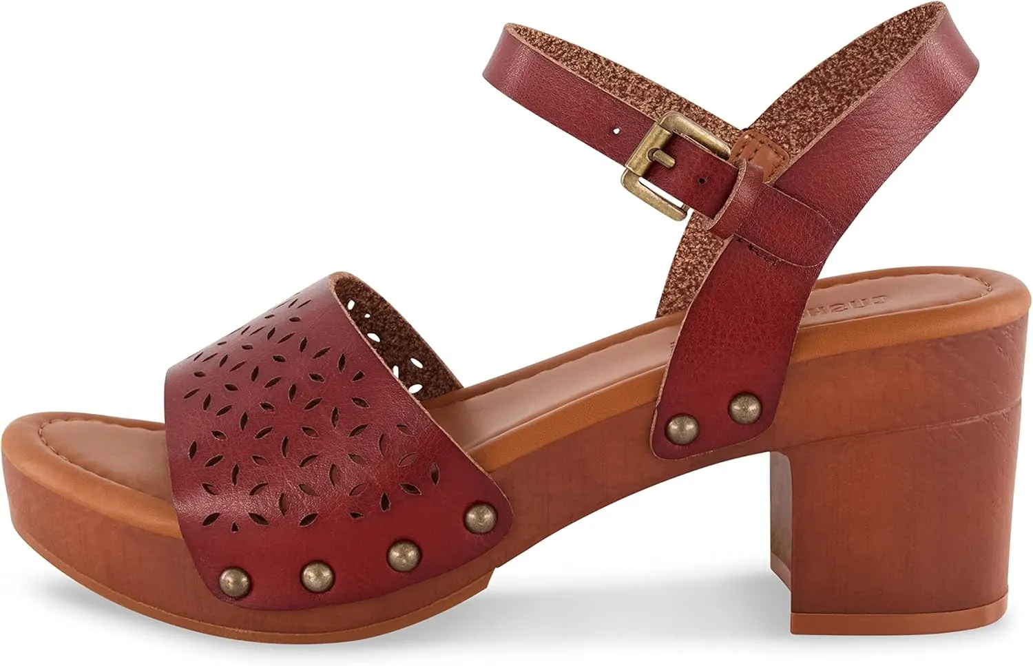 CUSHIONAIRE Women's Shea Faux Wood Sandal  Comfort Foam & LiteSole Technology, Wide Widths Available