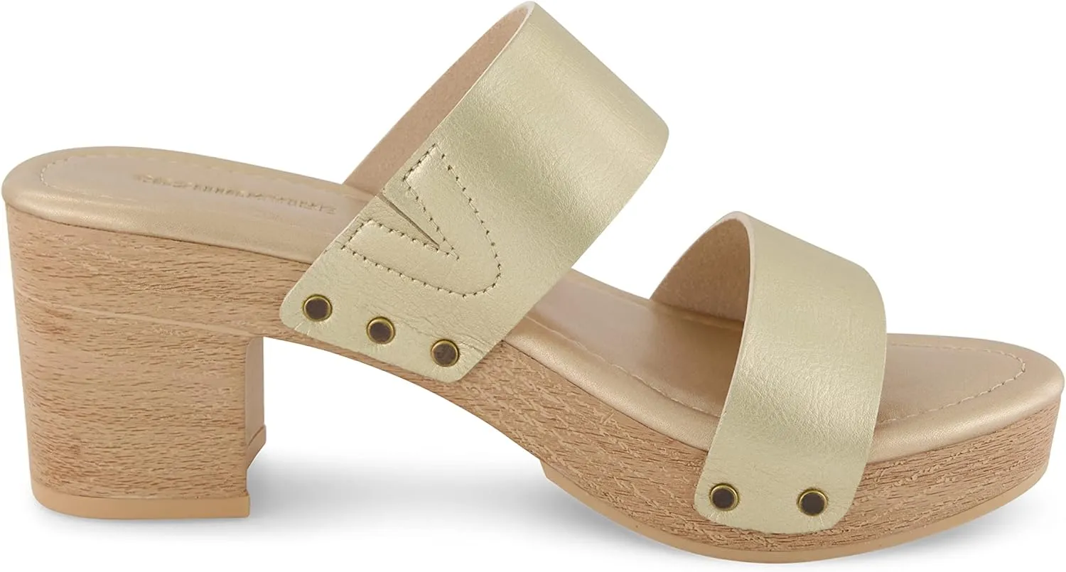 CUSHIONAIRE Women's Sky Faux Wood Sandal  Comfort Foam & LiteSole Technology