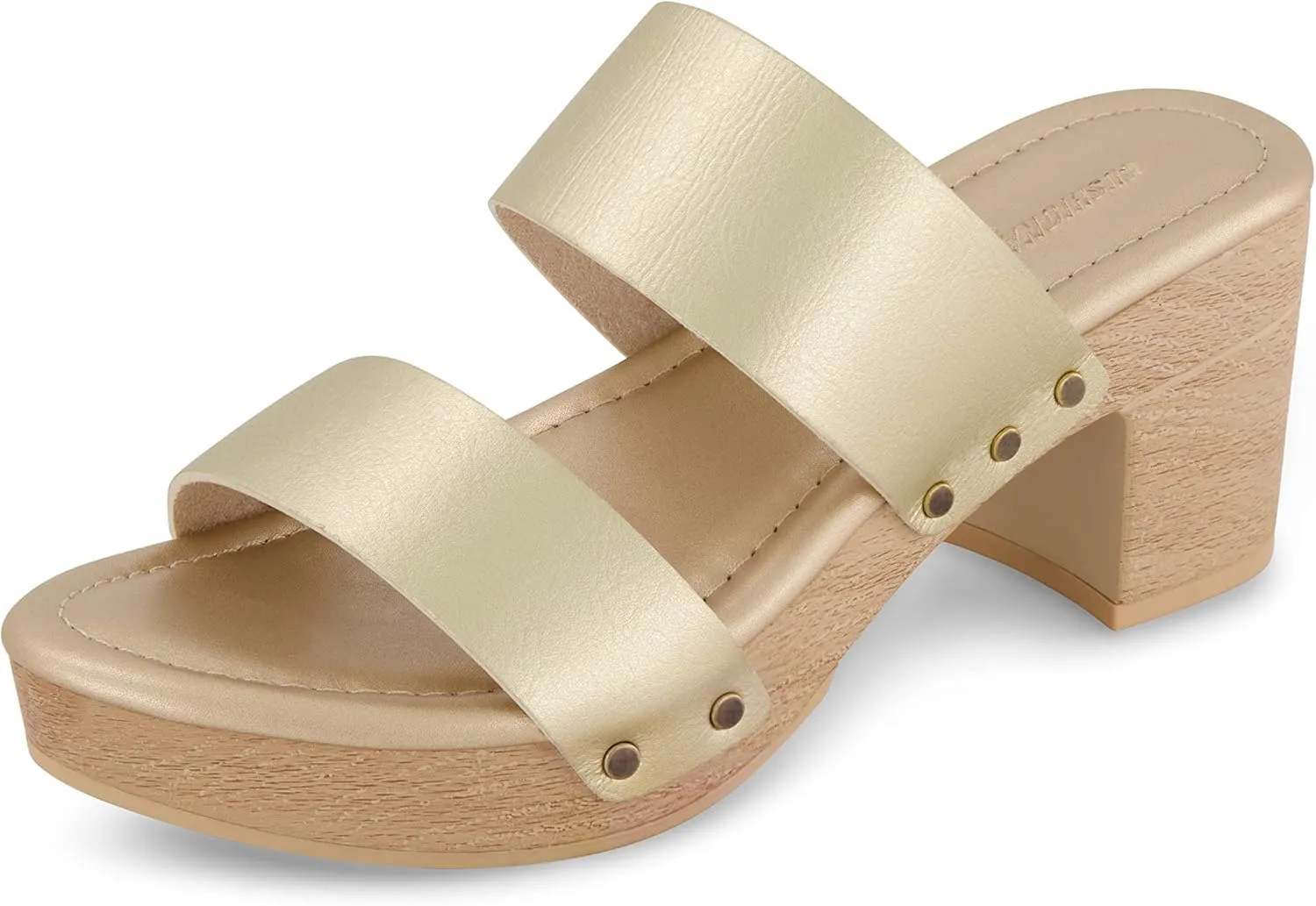 CUSHIONAIRE Women's Sky Faux Wood Sandal  Comfort Foam & LiteSole Technology