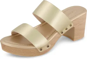 CUSHIONAIRE Women's Sky Faux Wood Sandal  Comfort Foam & LiteSole Technology