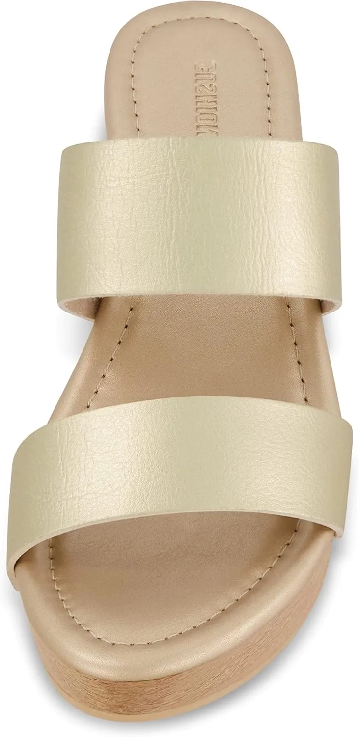 CUSHIONAIRE Women's Sky Faux Wood Sandal  Comfort Foam & LiteSole Technology