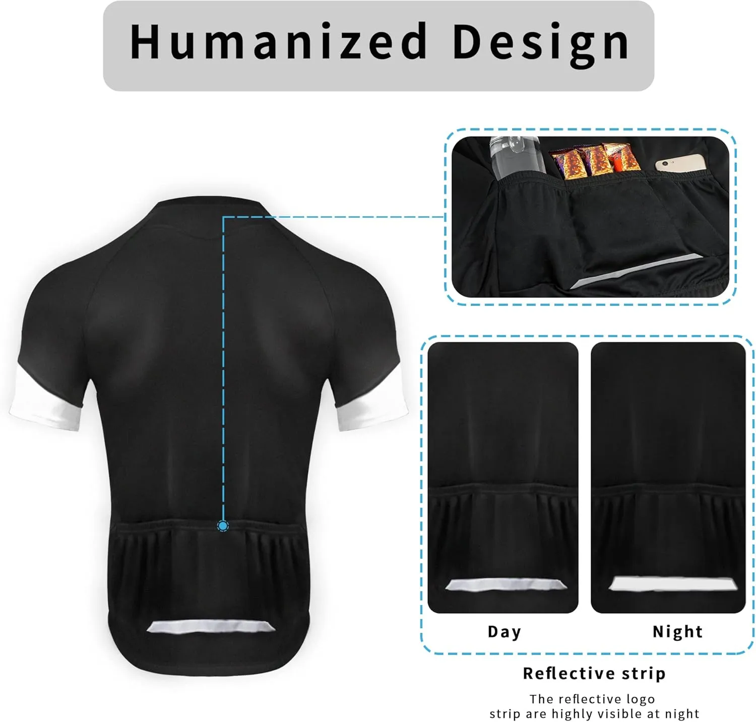 Cycling Jersey Men Short/Long Sleeve MTB Biking Shirts with Pockets- Moisture Wicking,Quick Dry,Reflective Strip