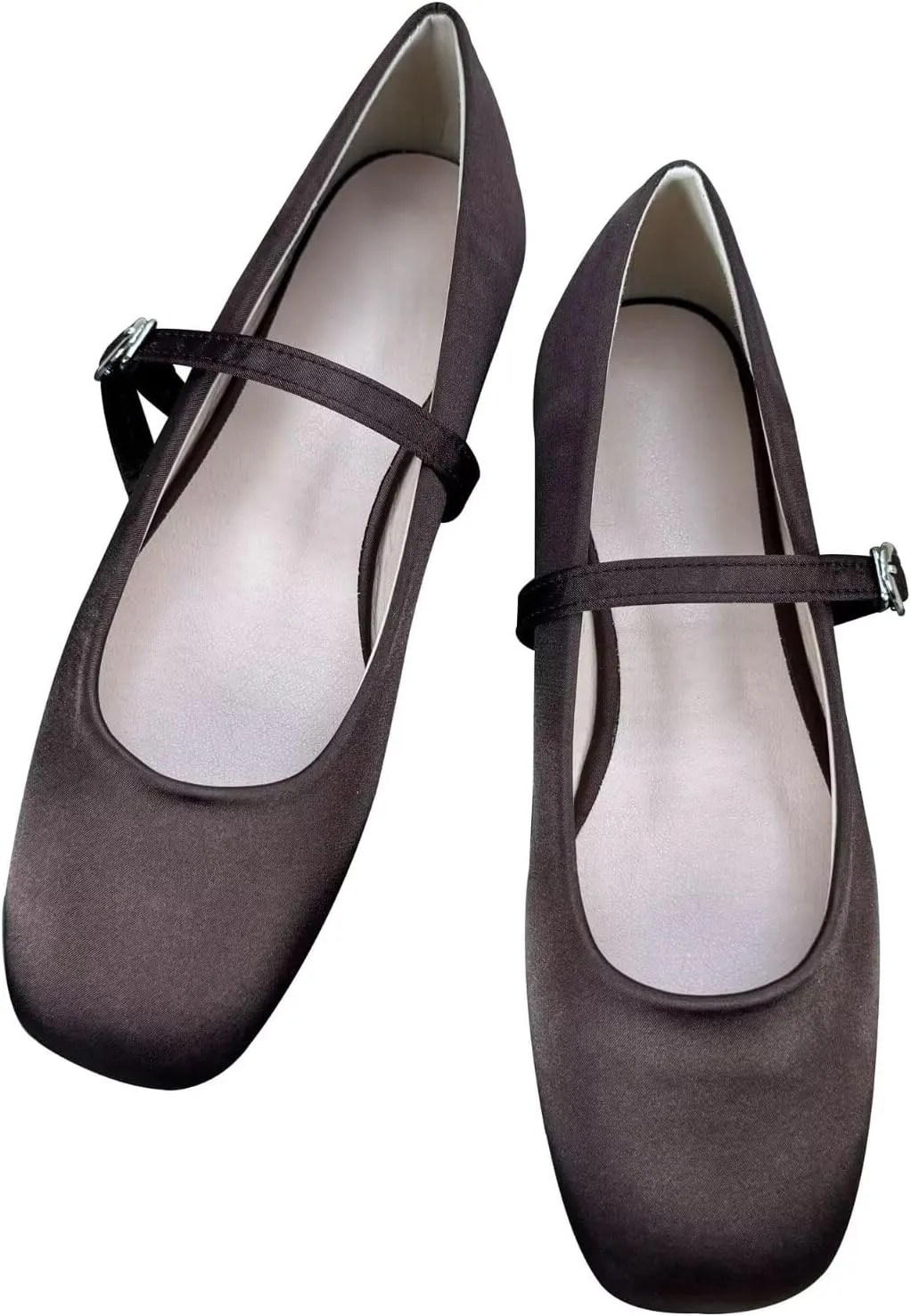 Dear Time Women's Flower Ballets Square Toe Flats Mary Jane Shoes Easy Buckle Strap Flat Dress Shoes