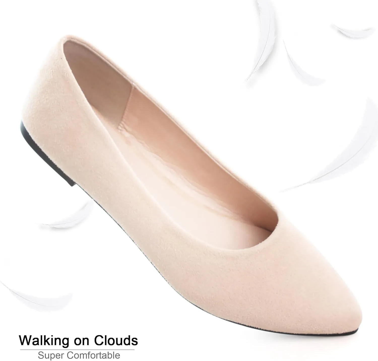 Dear Time Women's Pointed Toe Ballet Flat Shoes Simple Casual Office Work Shoes Slip-on Comfortable Shoes
