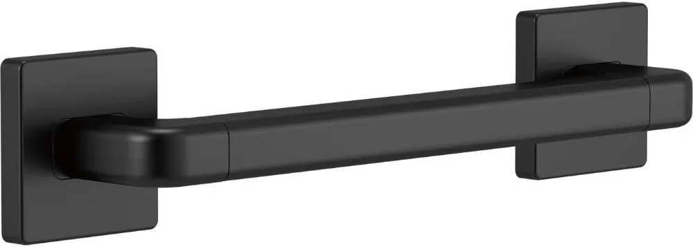 Delta Faucet 41912-BL Modern Angular Concealed Screw ADA-Compliant Decorative Grab Bar, 12 in x 1-1/4 in, Flat Black