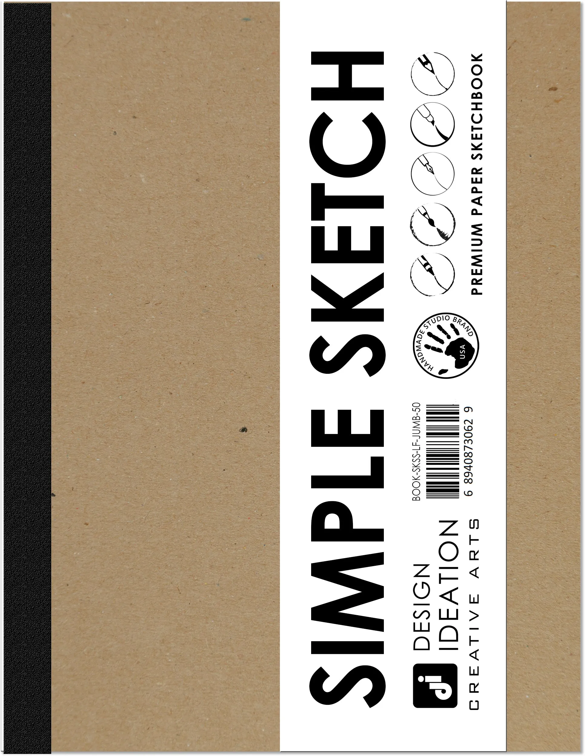 Design Ideation LAY FLAT sketchbook. Removable sheet, journal style SIMPLE SKETCH book. Multi-media. (8.5" x 11")LF-2550-LS