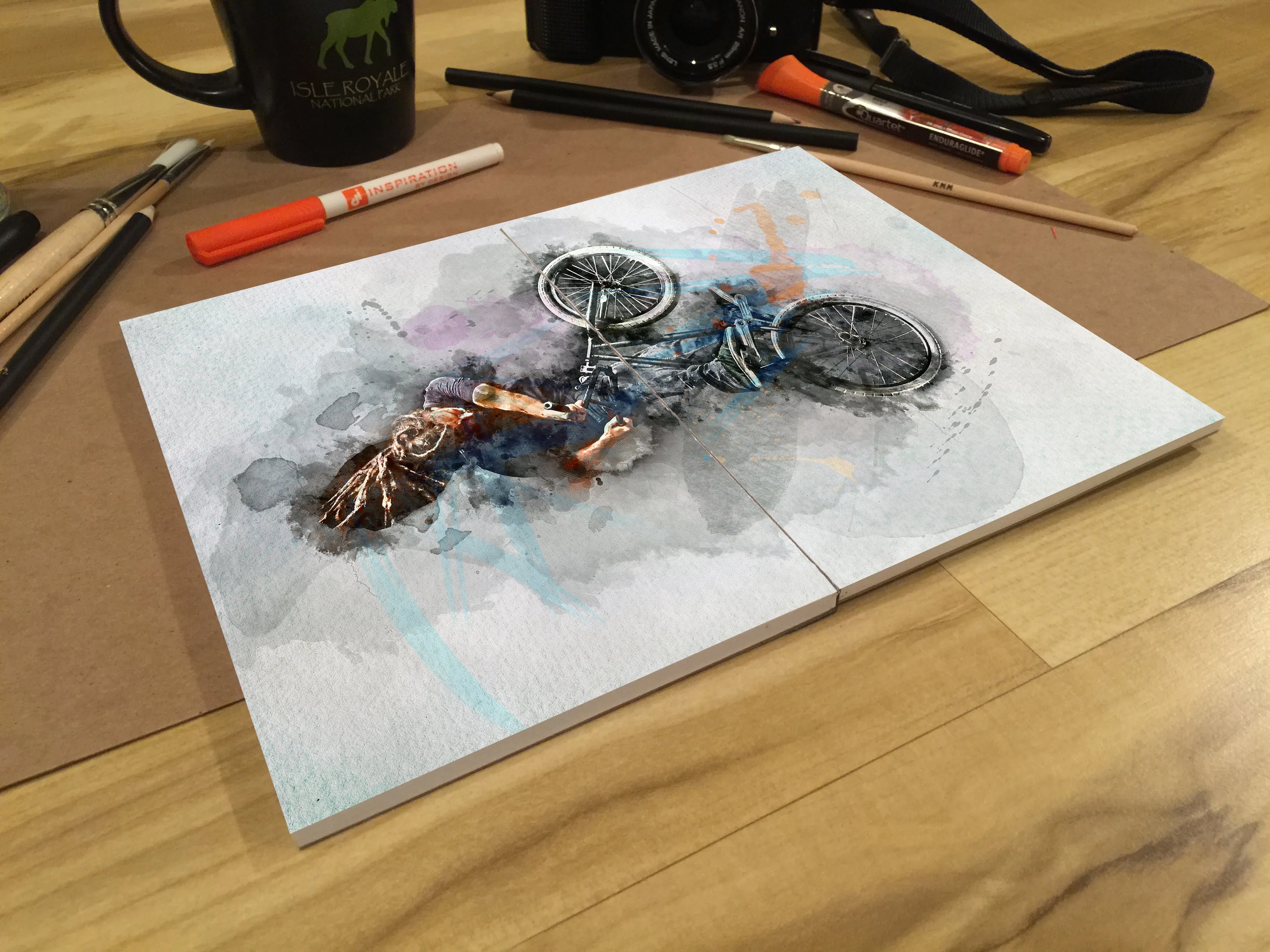 Design Ideation LAY FLAT sketchbook. Removable sheet, journal style SIMPLE SKETCH book. Multi-media. (8.5" x 11")LF-2550-LS
