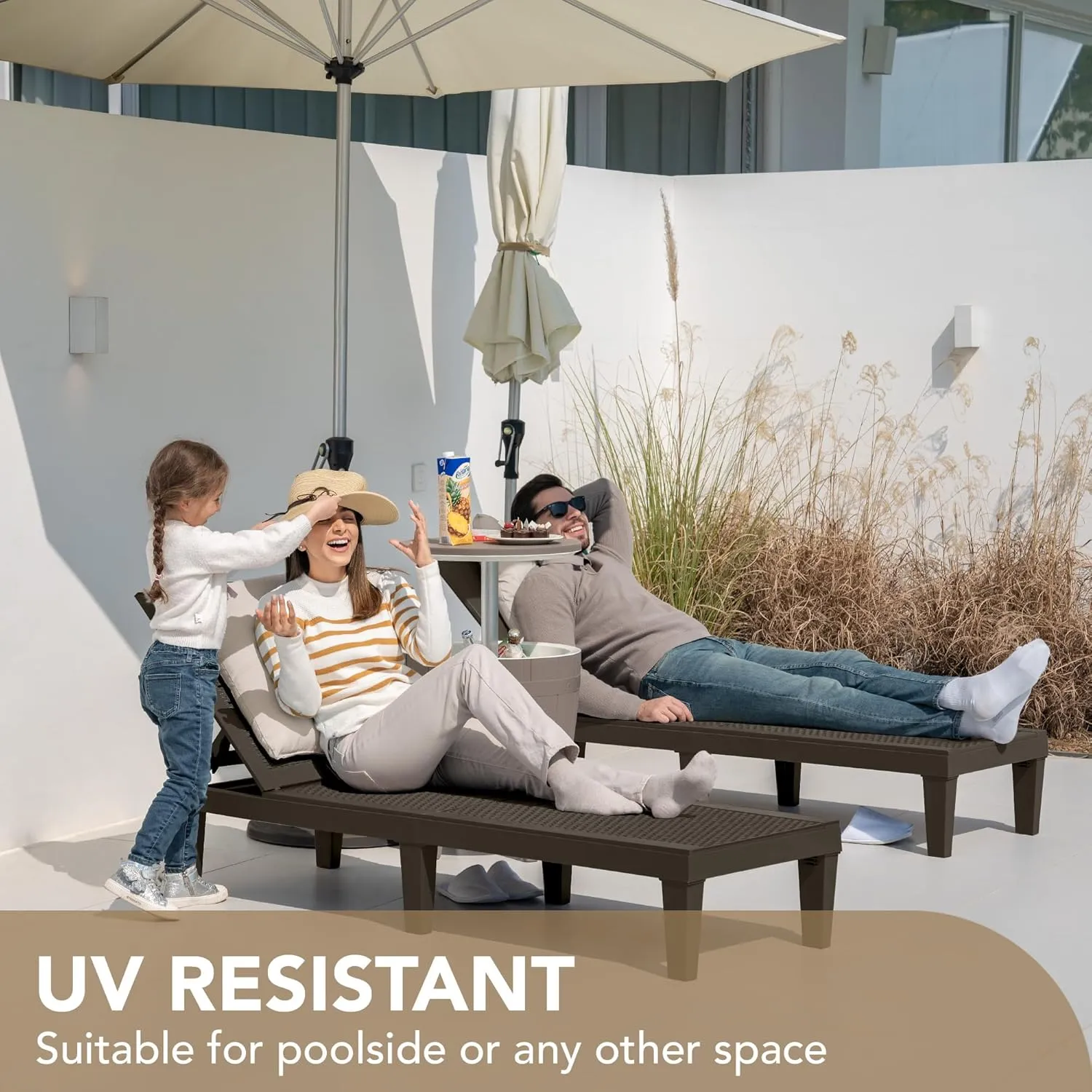 Devoko Outdoor Chaise Lounge Chair Set of 2 for Outside Pool Patio, Adjustable Waterproof Easy Assembly Chaise Lounge Outdoor (Deep Brown, Set of 2)